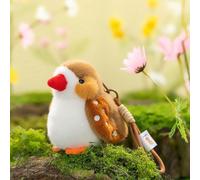 ZBELLO Cute Bird Plush Keyring, Mini Fluffy Parrot Budgie Stuffed Bag Charm Toy, Gift for Backpack Decoration. (brown)
