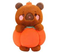 ZBELLO Cute Brown Bear Plush in Pumpkin Costume, Soft Stuffed Animal Toy, Adorable Fruit Plushie Gift,Suitable for both boys and girls.