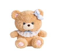 ZBELLO Cute Brown Teddy Bear Plush with Lace Collar & Blue Bow, Soft Stuffed Bear Toy, Perfect Home Decoration,Kawaii Cuddle Buddy for Kids Girls and Boys Birthday Gifts. (Brown bear,30cm)