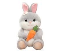ZBELLO Cute Bunny Stuffed Animal with Carrot, Soft Plush Rabbit Toy for Kids, for Boys and Girls, Easter Basket Stuffer for Bedroom Decor. (Grey,25CM)