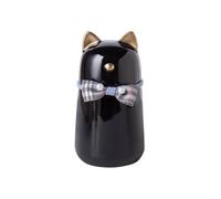 ZBELLO Cute Cat Ceramic Pet Urn for Ashes, 450ml Small Pet Memorial Keepsake Urn, Kitty Cremation Container with Bowknot, Pet Remembrance Decor (1pcs,black)