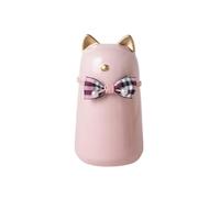 ZBELLO Cute Cat Ceramic Pet Urn for Ashes, 450ml Small Pet Memorial Keepsake Urn, Kitty Cremation Container with Bowknot, Pet Remembrance Decor (1pcs,rose)