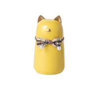 ZBELLO Cute Cat Ceramic Pet Urn for Ashes, 450ml Small Pet Memorial Keepsake Urn, Kitty Cremation Container with Bowknot, Pet Remembrance Decor (1pcs,yellow)