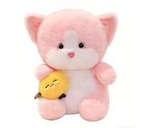 ZBELLO Cute Cat Plush Toy with Persimmon, Soft Stuffed Cat Cuddle Buddy, Kawaii Kitten Plushie for Kids Girls Birthday Gifts (Pink,23cm)