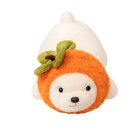 ZBELLO Cute fluffy White Bear Plush in Orange Costume, Soft Stuffed Fruit Animal Toy， Perfect Kids Plushie Gift.