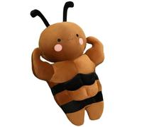 ZBELLO Cute Muscle Bee Plush Toy, Fluffy Insect Stuffed Cuddly Doll, Decorative Throw Pillow Gift for Kids (brown,56cm)