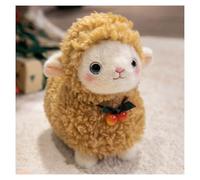 ZBELLO Cute Plush Sheep Toy with Cherry Pendant, Soft Fluffy Lamb Stuffed Animal, Brown & White Sheep Plushie, for Kids, Boys, Girls and Adults (BROWN,25cm)