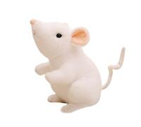 ZBELLO Cute plush toy mouse, gray and white stuffed animal mouse, cute realistic doll pillow, suitable as a gift for both men and women, excellent home decoration item (White)