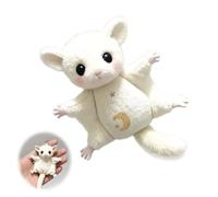 ZBELLO Cute Soft Sugar Glider Plush Keychain - Mini Flying Squirrel Bag Charm, Fluffy Stuffed Animal Pendant Keyring for Bags & Backpacks - Gift for Kids & Friends (White)