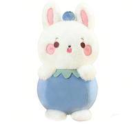 ZBELLO Cute White Bunny Plush in Blueberry Costume, Soft Stuffed Rabbit Toy, Adorable Fruit Plushie gift，Suitable for both boys and girls and home decorations.