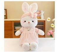 ZBELLO Cute White Bunny Plush Toy with Pink Gingham Dress & Bow, Soft Stuffed Animal Rabbit for Kids Toddlers Girls, Perfect for Bedtime Snuggles Birthday Gifts & Nursery Decor (PINK,60cm)