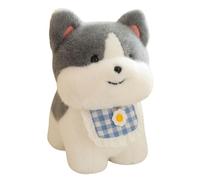 ZBELLO Dog Plush，Simulation Puppy Stuffed Animals ，Furry Huggable Plushie Pillow Gift for Boys Girls Home Decor，Soft Cuddle Sweeping Goodnight Animal (30cm,Black Puppy Wearing a Bib 2)