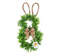 ZBELLO Easter Bunny Wreath，Artificial Flower Wreath Easter Wreath Door Hanging Decorations ，Artificial Green Plant Rabbit Spring ，Holiday Decorations for Front Door Exterior