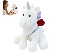 ZBELLO Einhorn Kuscheltier mit Rose, Romantischer Valentinstag Einhorn-Plüschtier, Weiches Flauschiges, Valentinstagsgeschenk für Einhornliebhaber (40 cm,Weiß)