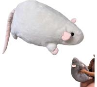 ZBELLO Extra Thicc Fat Rat Plush Toy - Super Soft Chubby Grey Mouse Plushie, Cute Cozy Huggable Animal Pillow for Kids, Teens & Adults, (35CM,White)