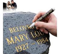 ZBELLO Golden Tombstone Marker Pen, for Restoring Faded Grave Inscriptions, Waterproof Stone Touch-up Pen, Strong Coverage,Markers for Granite Headstones, Grave, Mug, Ceramic (Gold*2)