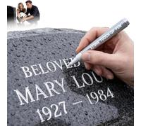 ZBELLO Golden Tombstone Marker Pen, for Restoring Faded Grave Inscriptions, Waterproof Stone Touch-up Pen, Strong Coverage,Markers for Granite Headstones, Grave, Mug, Ceramic (Silver)