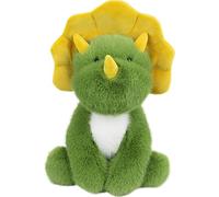 ZBELLO Green Dinosaur Plush Toy Cute Triceratops Stuffed Animal with Yellow Horns Comfortable Pillow For Children Roar Dino Theme Birthday Home Decoration (35 CM)