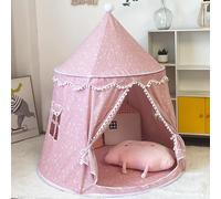 ZBELLO Kids Play Tent, 51x43 inch Kids Tent Indoor, Cotton Linen Prince Princess Castle, Children Gift for Game Party Birthday (Pink Dots)