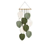 ZBELLO Macrame Wall Hanging Leaf Tapestry - Handmade Boho Chic Wall Decor, Yarn Woven Green Leaf Tapestry for Nursery, Bedroom, Living Room
