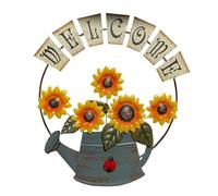 ZBELLO Metal Sunflowers for Garden, 16.5x14.2 inch/42x36 cm Garden Fence Decorations, Artwork for Wall Porch Patio Living Room Balcony (Yellow)