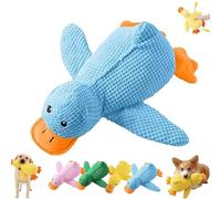 ZBELLO Quacking Duck Chew Toy for Aggressive Chewers - Squeaky Durable Plush Dog & Cat Toy with Calming Pillow Design, Interactive Chew Toy for Indoor Play (32cm,Blue)