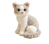 ZBELLO Realistic Cat Plush, 26cm Simulation Sitting Cat Soft Toy, Kitten Plush Toy, Cuddly Cushion, for Cuddling and Playing, Gift For Boys and Girls (Light grey)
