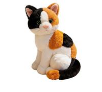 ZBELLO Realistic Cat Plush, 26cm Simulation Sitting Cat Soft Toy, Kitten Plush Toy, Cuddly Cushion, for Cuddling and Playing, Gift For Boys and Girls (Calico)