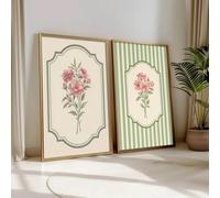 ZBELLO Set of 2 Posters, 2D Flat, Modern Classic Floral, Romantic Botanical Artwork, Suitable for Living Rooms, Bedrooms and Offices, Frameless (50x70cm)