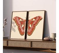 ZBELLO Set of 2 Posters, 2D Flat, Vintage Butterfly Art Decor, Split Red Moth Prints, for Room, Home, Room Aesthetic, Room Decoration, Unframed (40x60cm)