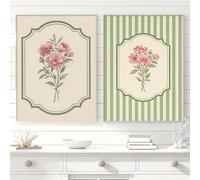 ZBELLO Set of 2 Posters, Modern Floral Wall Art, Delicate Romantic Plant Motifs on Canvas, Minimalist Art Prints for The Living Room, Bedroom and Home Decor, Unframed (40x50cm)