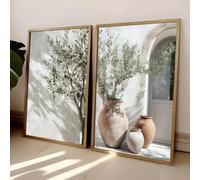 ZBELLO Set of 2 Posters, Neutral Olive Tree Canvas Wall Art, Boho Terracotta Vase Botanical Prints, Warm Beige Mediterranean Farmhouse Living Room Bedroom Decor (21 x 30 cm (unframed))