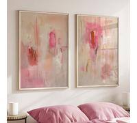 ZBELLO Set of 2 Posters,Pink and Beige Abstract Canvas Print Posters,Modern Minimalist Art Pictures for Living Room Bedroom,Home Decoration,Without Frame (40x50cm)