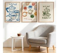ZBELLO Set of 3 coffee posters, modern minimalist wall art for the kitchen, coffee wall art posters, for dining room, coffee bar, living room decoration, without frame (40 x 50 cm)