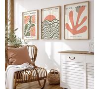 ZBELLO Set of 3 Matisse Bauhaus Wall Art Prints, Boho Retro Art Posters, Stylish Floral Prints, Wall Décor for The Living Room, Bedroom or Office, Unframed (50 x 70 cm)