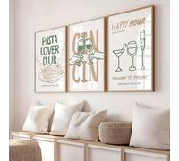 ZBELLO Set of 3 Posters,Kitchen Wall Art,Art Print,Coffee,Pasta,Wine Picture,Vintage Pictures for Kitchen,Living Room Decoration,Kitchen Aesthetic Decoration,Unframed (40x50cm)