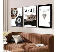 ZBELLO Set of 3 Posters,Modern Leopard Wall Decoration Pictures, Black And White Lucky Ball 8,Poker Canvas Poster Artwork for Living Room,Bedroom,Bathroom,Without Frame (50x70cm)