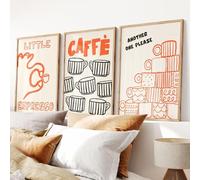 ZBELLO Set of 3 Posters,Orange and Black Coffee-Themed Canvas Posters,Minimalist Wall Art for The Kitchen,Vintage-Style Pictures for The Living Room,Kitchen Aesthetic Art Decor,Unframed (21x30cm)