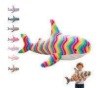 ZBELLO Shark Plush Toy, Great Whale Shark Plush Toy, Realistic and Soft Plush Animals, Cozy Home Decor, for Boys and Girls (100cm,Stripes)
