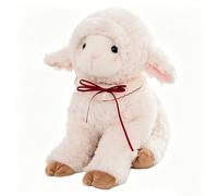 ZBELLO Sheep Plush Toy, Soft Fluffy Lamb Soft Toy with A Lace-Trimmed Scarf, Cute Soft Stuffed Animal Pillow Plush Doll, for Cuddling and Playing, Gifts for Boys and Girls (50cm,White)