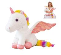 ZBELLO Unicorn Plush Toys, Cute Sparkly Stuffed Unicorns with Rainbow Mane & Tail, Soft Cuddly Sitting Unicorn Stuffed Animals for Girls Boys Kids Birthday (40 cm,White)