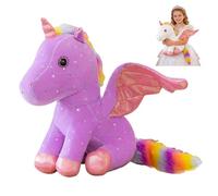 ZBELLO Unicorn Plush Toys, Cute Sparkly Stuffed Unicorns with Rainbow Mane & Tail, Soft Cuddly Sitting Unicorn Stuffed Animals for Girls Boys Kids Birthday (30 cm,Purple)