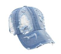 ZBELLO Unisex Ripped Denim Baseball Cap, Distressed Denim Baseball Cap Adjustable Cotton Peak Caps Outdoor Sports Golf Running Visor for Men Women (Light Blue,One Size)