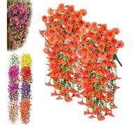 ZBELLO UV Resistant Hanging Artificial Morning Glory Vine, Fake Flowers Plants, Morning Glory Artificial Flowers, Realistic Fake Hanging Flower Faux Plants (orange,4pc)