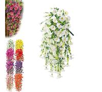 ZBELLO UV Resistant Hanging Artificial Morning Glory Vine, Fake Flowers Plants, Morning Glory Artificial Flowers, Realistic Fake Hanging Flower Faux Plants (white,1pc)