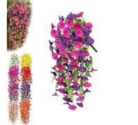 ZBELLO UV Resistant Hanging Artificial Morning Glory Vine, Fake Flowers Plants, Morning Glory Artificial Flowers, Realistic Fake Hanging Flower Faux Plants (purple,1pc)