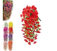 ZBELLO UV Resistant Hanging Artificial Morning Glory Vine, Fake Flowers Plants, Morning Glory Artificial Flowers, Realistic Fake Hanging Flower Faux Plants (red,1pc)