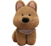 ZBELLO West Highland Dog Plush, Soft Puppy Hugging Pillow with Bib Cuddly Stuffed Animal Doll Kawaii Blush Plushie Toy,gift for Kids，home decor (BROWN,25CM)