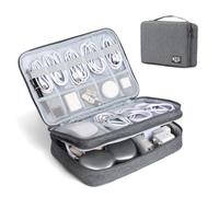 ZBEZBE Electronic Organizer Travel Case, Double Layer Cable Organizer Bag | Double-layer design with adjustable dividers, mesh pockets and elastic loops for chargers, cables, power banks and gadgets
