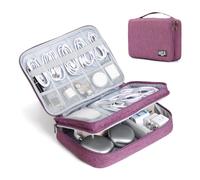 ZBEZBE Electronic Organizer Travel Case, Double Layer Cable Organizer Bag | Double-layer design with adjustable dividers, mesh pockets and elastic loops for chargers, cables, power banks and gadgets